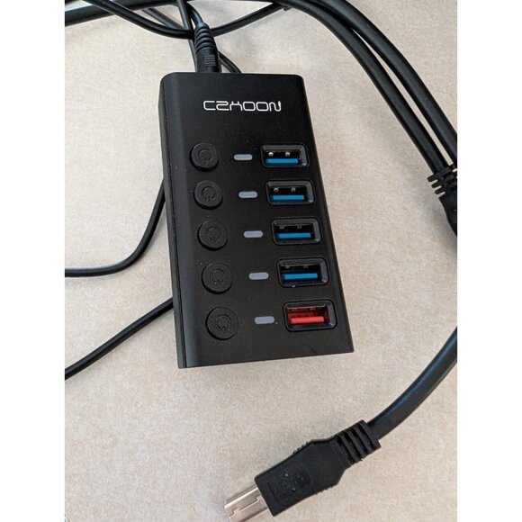 Czhoon 5-Port USB Expansion Hub Aluminum Powered USB 3.0 Hub with Charging Ports - Picture 5 of 5